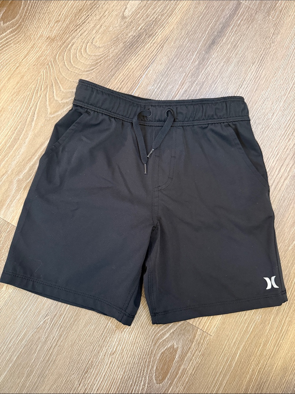 Hurley Boy’s Black Athletic Elastic Pull-On Drawstring Shorts w/ Pockets - 6/7